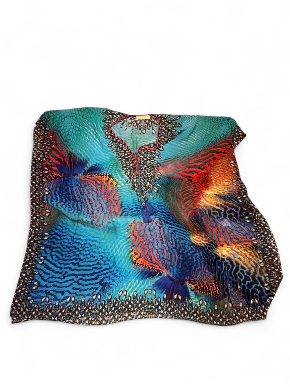 True Colours by La Moda Vibrant Multicolor Women's Blue & Orange Swim Coverup